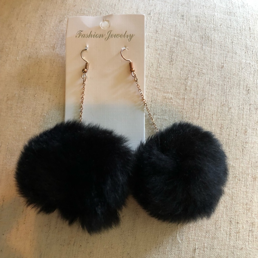 New Black Pom Earrings
